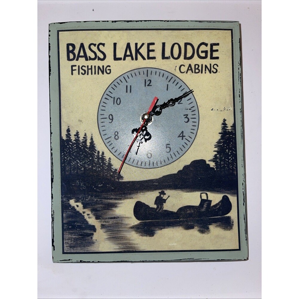 The Liberty Sign Co Matchbox Clock Bass Lake Lodge Fishing Cabins Advertise 2005